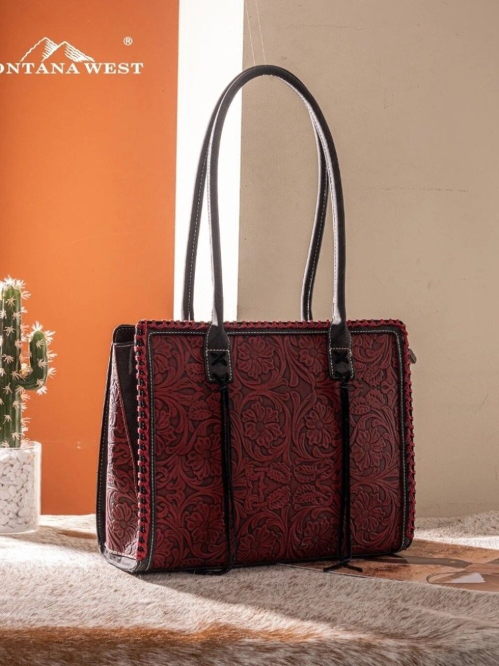 Montana West Tooled Concealed Carry Tote Black
